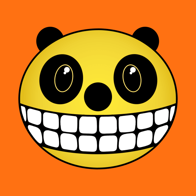 Yellow Panda Smiley Face by RawSunArt