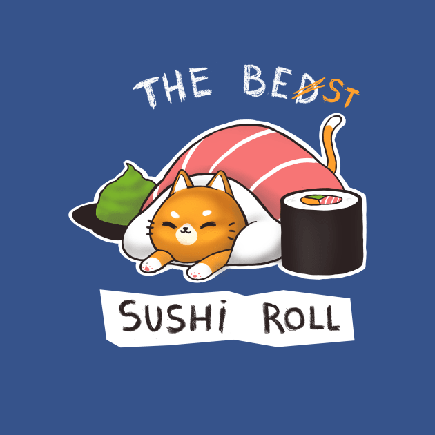 Sushi Roll Bed Cat - Funny Cute Kitty - Social Distancing by BlancaVidal