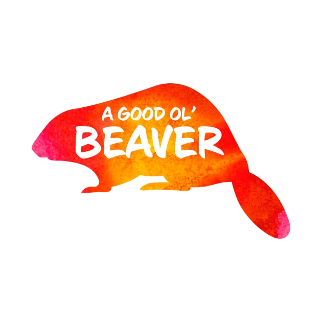 Beaver Critter - Watercolor Background by Wright Art