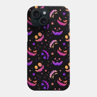 Halloween neon pumpkin faces pattern Phone Case