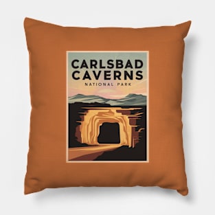 Carlsbad Caverns National Park Retro Poster Pillow