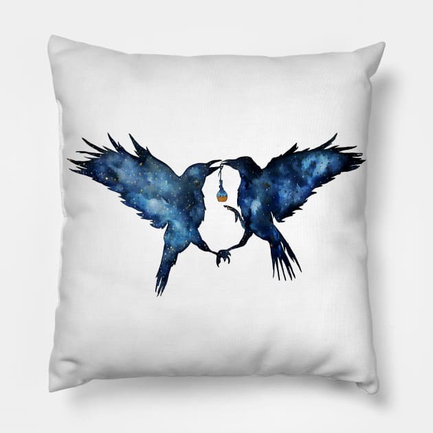 Magic ravens | Spirit animal totem Pillow by ZuskaArt