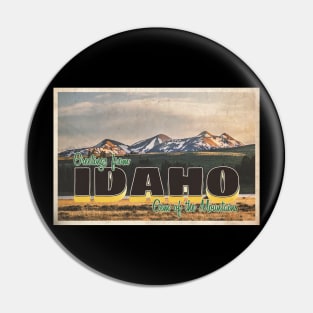 Greetings from Idaho - Vintage Travel Postcard Design Pin