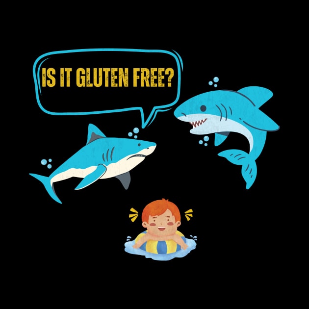 Is This Gluten Free Vintage Shark Funny Gluten Intolerance Celiac Disease Tummy Problems Celiac Awareness by aesthetice1