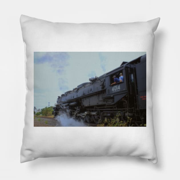 Big Boy 4014 2021 Come Back with smoke and steam!! Pillow by ROBERTDBROZEK