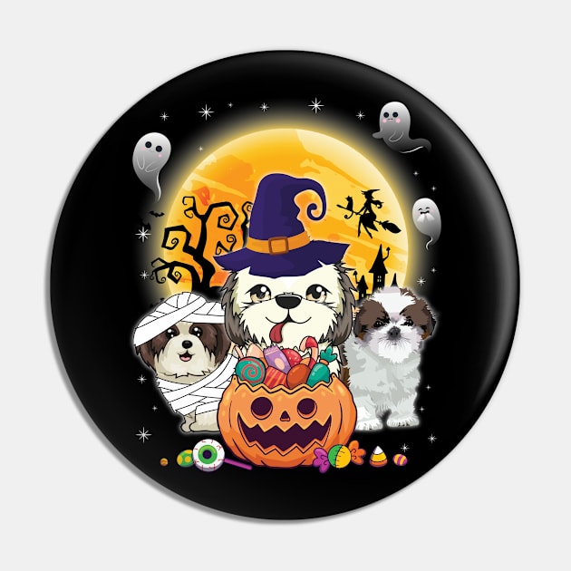 Shih Tzu Dog Mummy Witch Moon Ghosts Happy Halloween Thanksgiving Merry Christmas Day Pin by joandraelliot