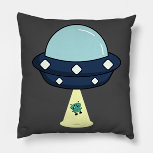 ufo with a cute alien Pillow