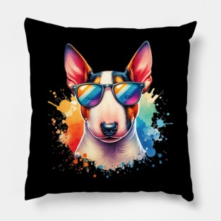 Watercolor Bull Terrier Dog Pillow