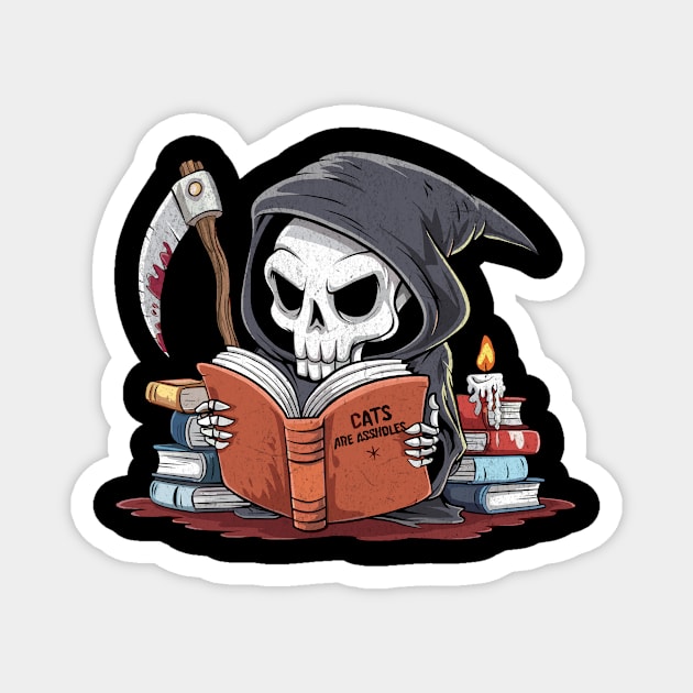 Cats are Assholes Grim Reaper Design Magnet by Designed By Marty