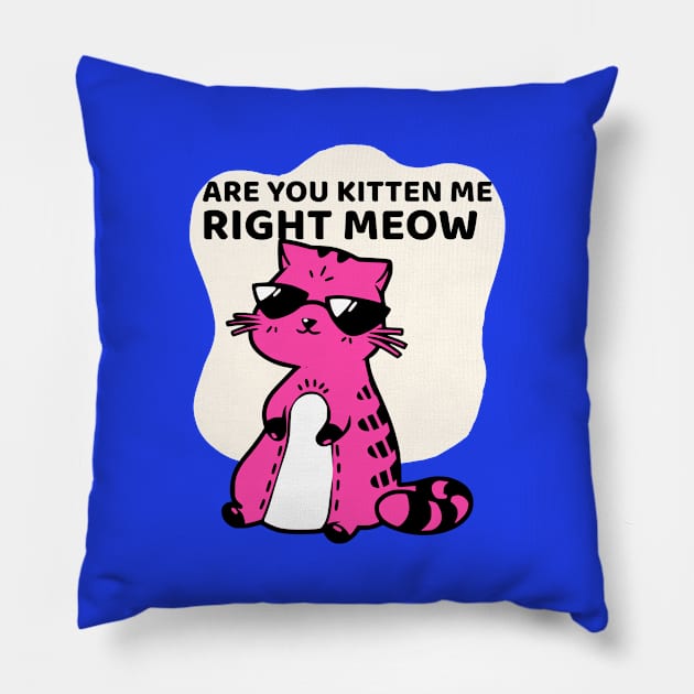 are you kitten me right meow cat kidding Pillow by auviba-design