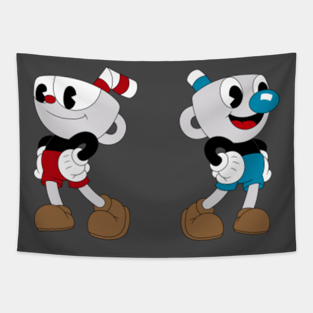 Cuphead And Mugman Cuphead Tapestry Teepublic - cuphead cartoon rap battle roblox id