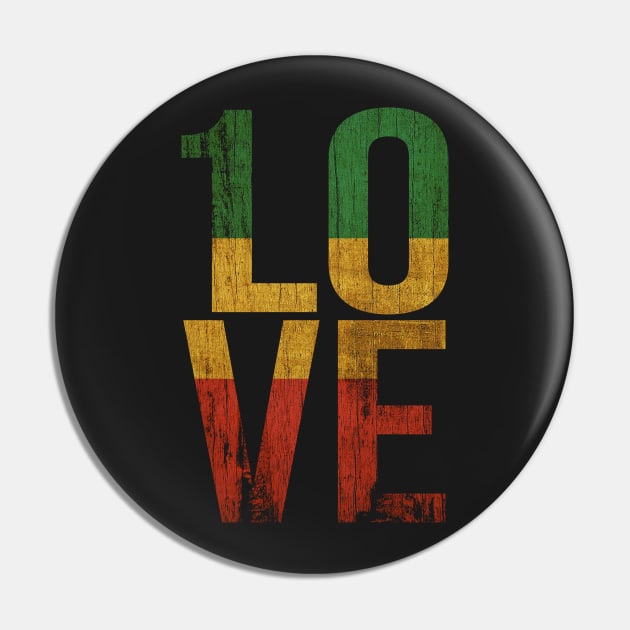 One Love Rasta Distressed Design Pin by UNDERGROUNDROOTS