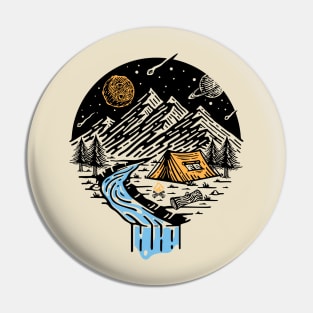 camping mountain night illustration Pin