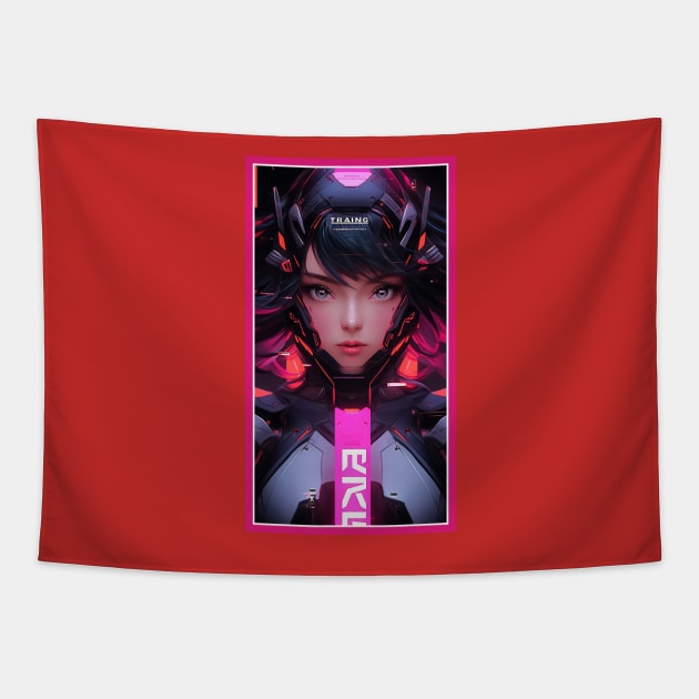 Anime Race Girl | Quality 3D Anime Artwork | Pink Red Black Blue Chibi Manga Anime Art Tapestry by AlNoah