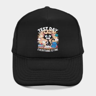 Test Day Funny Stressed Cat Teacher Student Kids Testing Day Hat