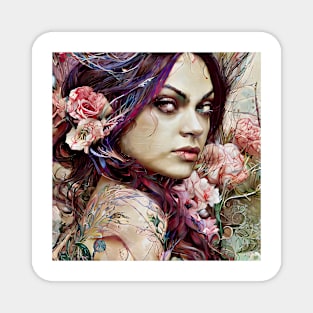 Mila with roses Magnet