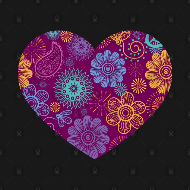 Pretty Heart Paisley Flower Dot Leaf Pattern by Rosemarie Guieb Designs