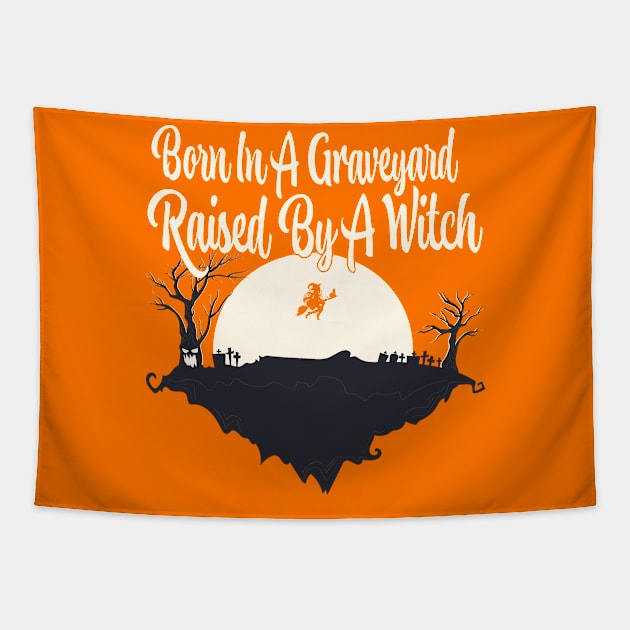 Born in a Graveyard Halloween Witch Tapestry by Tom´s TeeStore