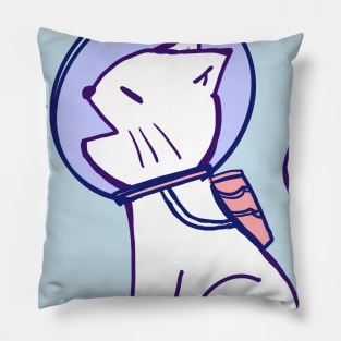 Space cat watch fish swimming in the air Pillow