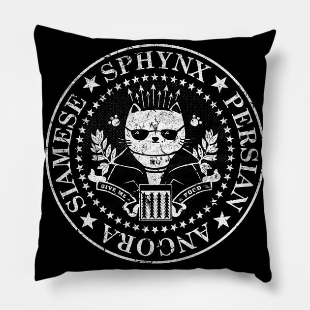 The Catones ramones cat Pillow by Virtue in the Wasteland Podcast