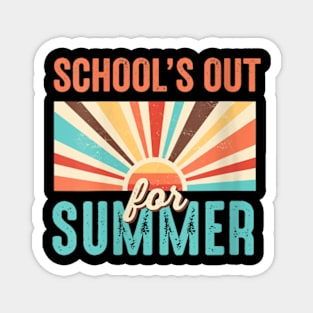 Womens School'S Out For Summer Retro End Of Year Last Day Teacher V-Neck T-Shirt Magnet