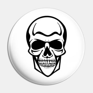 Angry Black and White Skull Pin