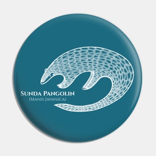 Pangolin with Common and Latin Names - dark blue and white animal design Pin