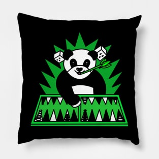 Funny panda play backgammon Pillow