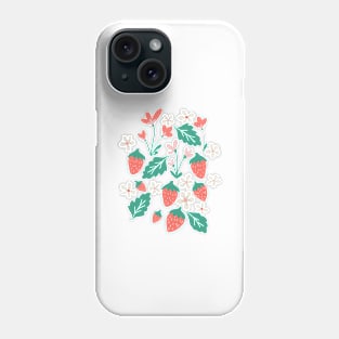 Spring Strawberries on Blue Phone Case