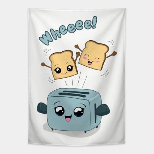 Cute Kawaii Toast and Toaster Tapestry