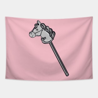 Black And White Horse Stick With Pink Background Tapestry