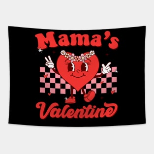 Retro Groovy Mama is My Valentine Cute Heart Boys Girls Kids Tapestry