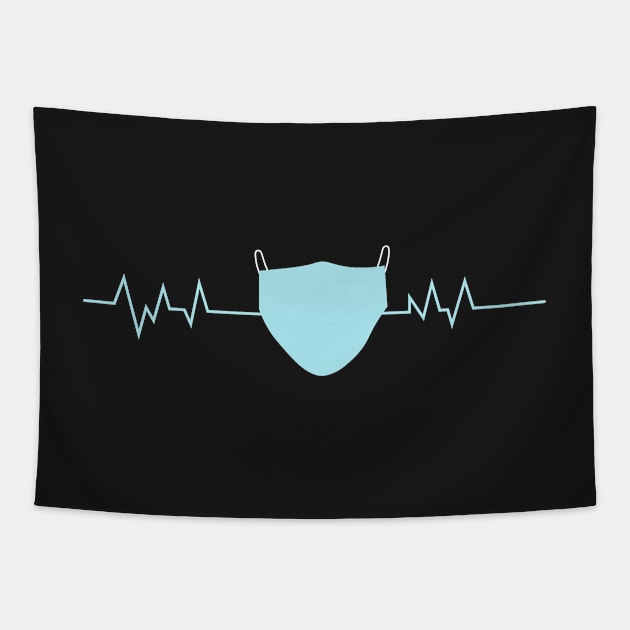 wear a  mask with ekg line Tapestry by MidnightSky07