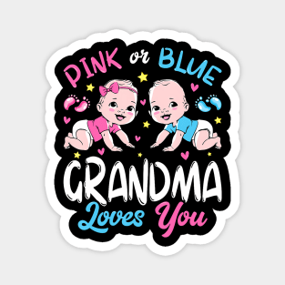 Pink Or Blue Grandma Loves You Baby Gender Reveal Keeper Magnet