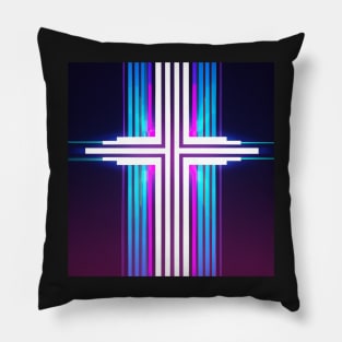 Synthwave stripes cross Pillow