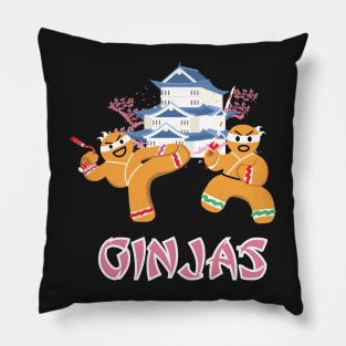 Ginjas Gingerbread Ninjas Funny Christmas Pillow