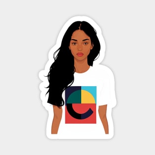 Woman wearing a modern tshirt Magnet