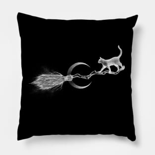 LUNA’S BROOM ON BLACK Pillow