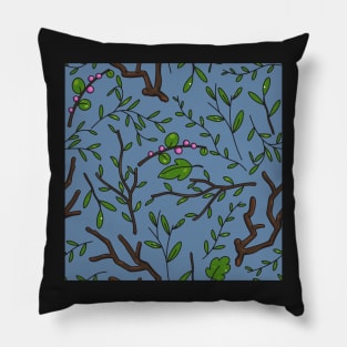 Blue deep dark forest. Saturated dark pattern. Pillow