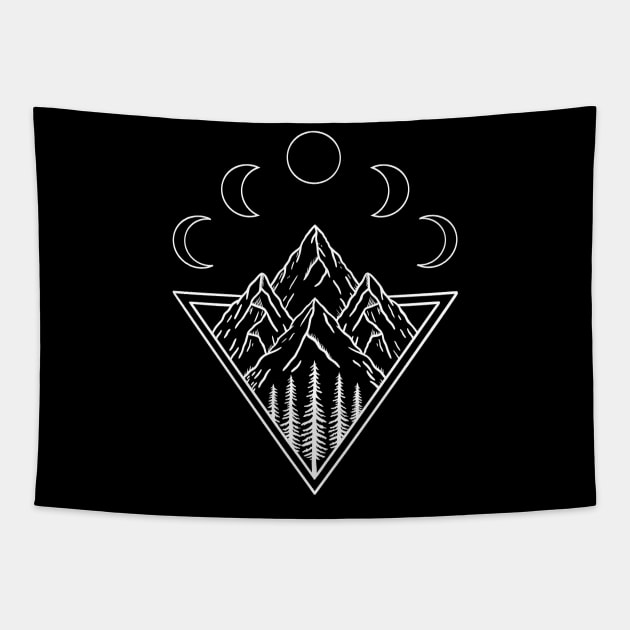 Nature mountains moon minimal Tapestry by coffeeman