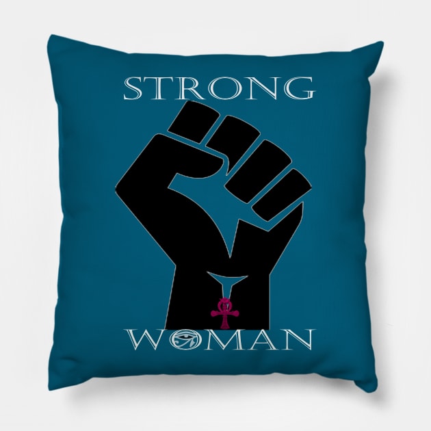 StrongWoman white Pillow by dahJah