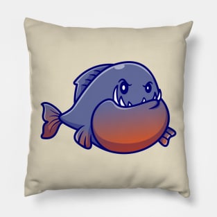 Cute Piranha Fish Cartoon Pillow