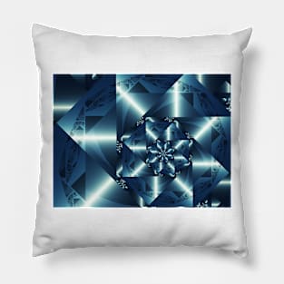 Blue Geometric Spiral Pillow