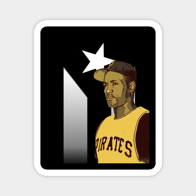 Roberto Clemente | Black Puerto Rico Flag Magnet by Art y Son con Tania