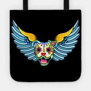 All Pit Bulls go to Heaven - Day of the Dead Winged Pitbull - Sugar Skull Angel Tote