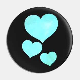 Blue Watercolor Hearts Pin