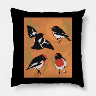 Red capped Robin gum leaves Pillow