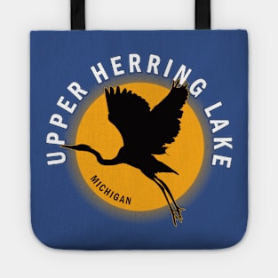 Upper Herring Lake in Michigan Heron Sunrise Tote