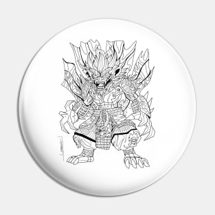 mexican yokai samurai in ecopop with totonac patterns art Pin