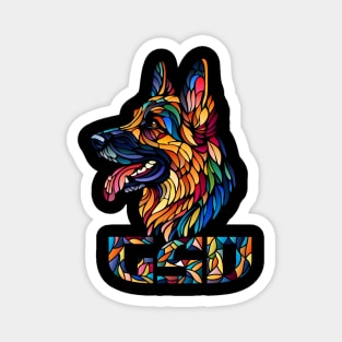 German Shepherd - Colorful Mosaic Art Magnet